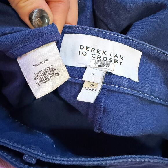 Derek Lam 10 Crosby High Waist Cobalt Pant white stitching Size 4 - Picture 4 of 8